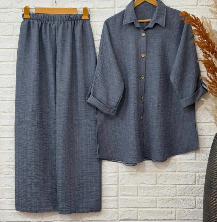 ست شومیز و شلوار نوژان رنگ توسی با تنخور جذاب