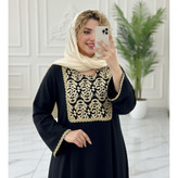 ماکسی زنانه هلن مشکی با خرج کار خامهدوزی