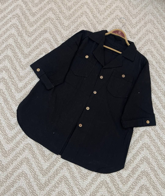 مانتو زنانه آستین فلشی لنین فری سایز مشکی