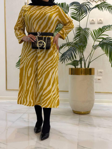 تونیک مانتویی زنانه پیچک کراش چاپی کمربنددار