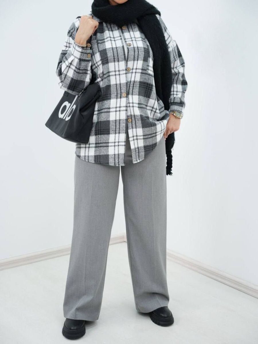 شکت پشمی زنانه چهارخونه مدل سیلویا